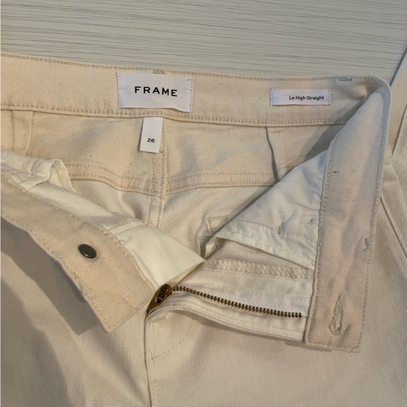 FRAME Le High Straight Leg Jeans in Blanc Multi-26 - Picture 3 of 5